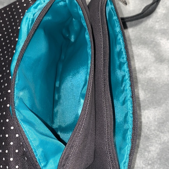 Thirty-One Double-Up Crossbody Bag - City Charcoal Swiss Dot - EUC - Picture 6 of 10